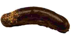 Banane auf Biskuit mit Schokoüberzug